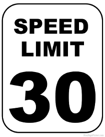 Speed Limit 30 MPH Sign