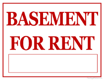 Basement For Rent Sign