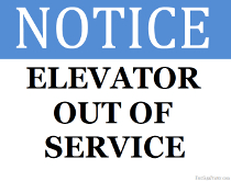 Elevator out of Service Sign
