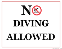 No Diving Allowed Sign