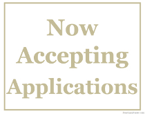 Now Acceptin Applications Sign