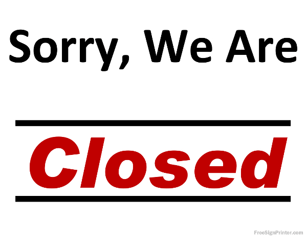 Printable Closed Sign - Print Closed Signs