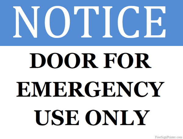 Printable Door for Emergency Use Only Sign