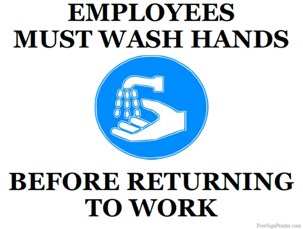 Printable Employees Must Wash Hands Sign