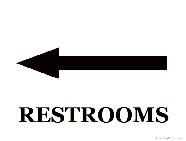 Printable Restroom With Left Arrow Sign
