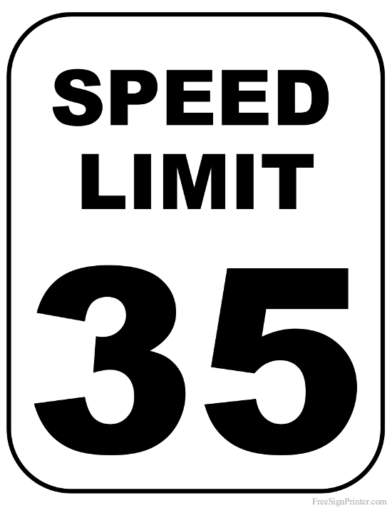 Printable 35 MPH Speed Limit Sign