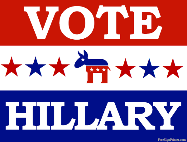 Printable Vote for Hillary Sign
