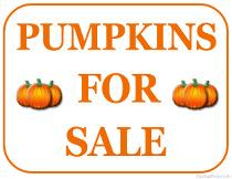 Pumpkins For Sale Sign