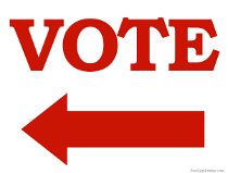 Vote Sign with Arrow Pointing Left Sign