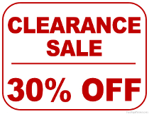 Clearance Sale! You can get a big ol' 30% off all our discontinued